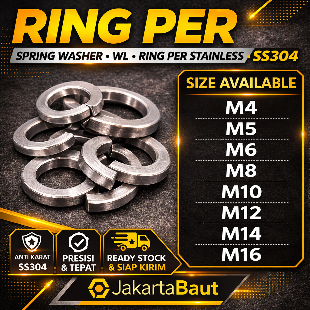 Ring Per M14 / Spring Washer M14 / WL M14 / Ring Per Stainless M14 SS304
