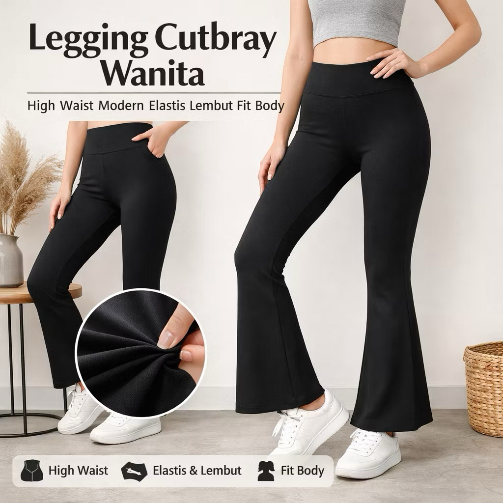 Celana Cutbray Scuba - Flare Pants - Higwaist Flare Pants - Higwaist Kulot Cutbray - Celana Cutbray 