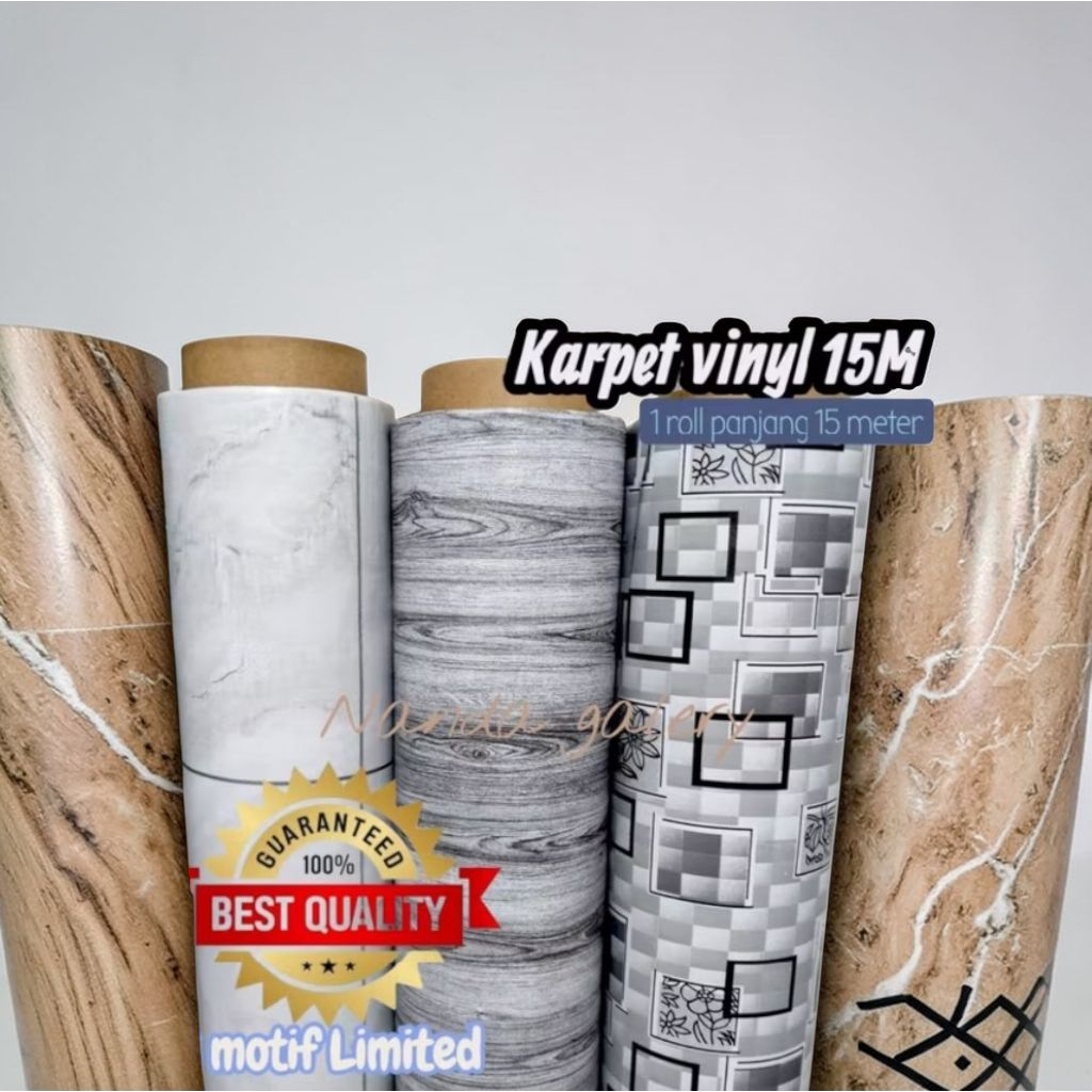 [1 ROLL] Karpet Lantai Vinyl Tebal Murah Panjang 15 Meter - Karpet Plastik Roll Motif Kayu/marmer/mi