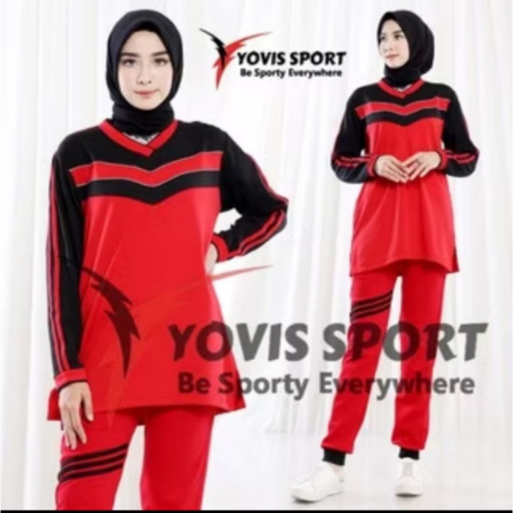 Yovis Sport Stelan Baju Senam Olahraga Wanita Model Jogger/Stelan Baju Senam Olahraga Wanita Muslima