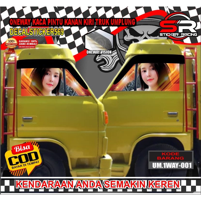 STIKER KACA SAMPING ONEWAY TRUCK UMPLUNG BANYAK VARIASI