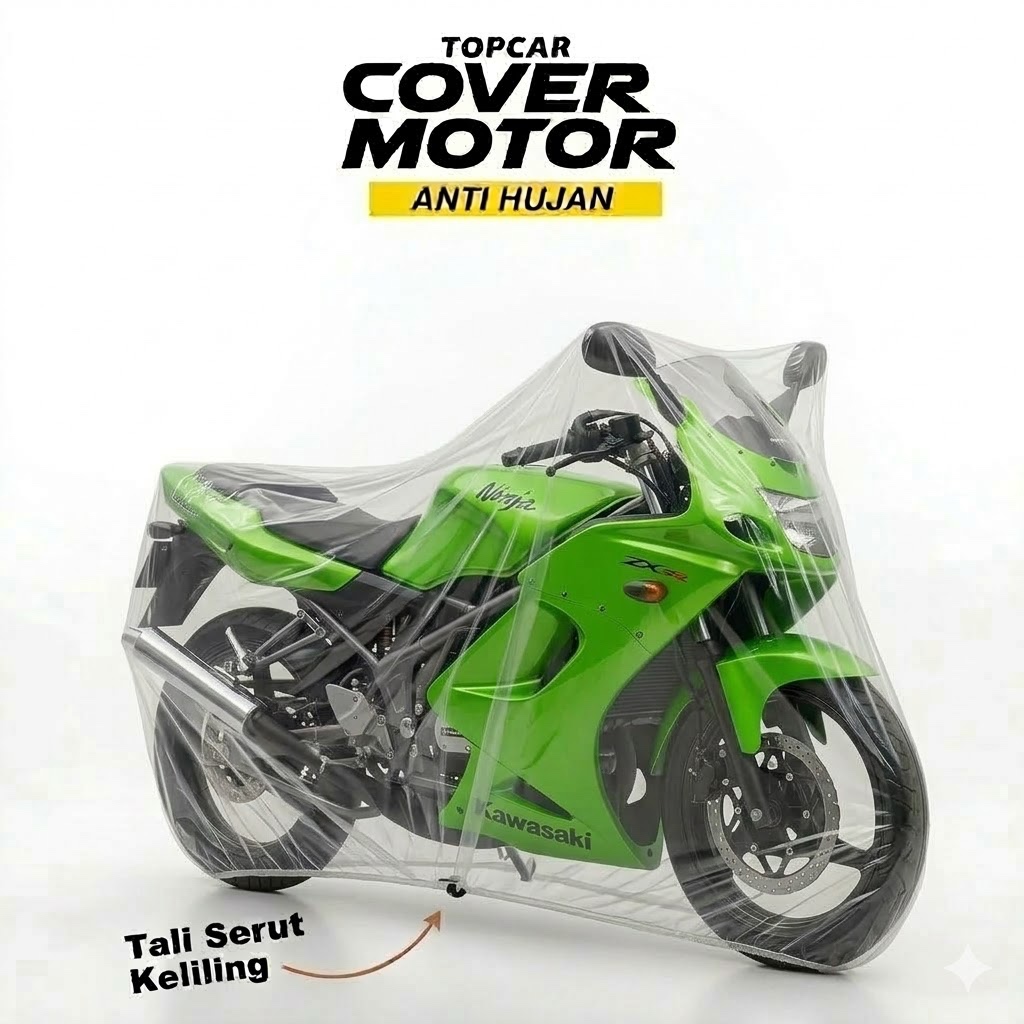 Cover Motor Ninja RR Transparan Plastik Waterproof Indoor Outdoor Anti Air Sarung Pelindung Pembungk