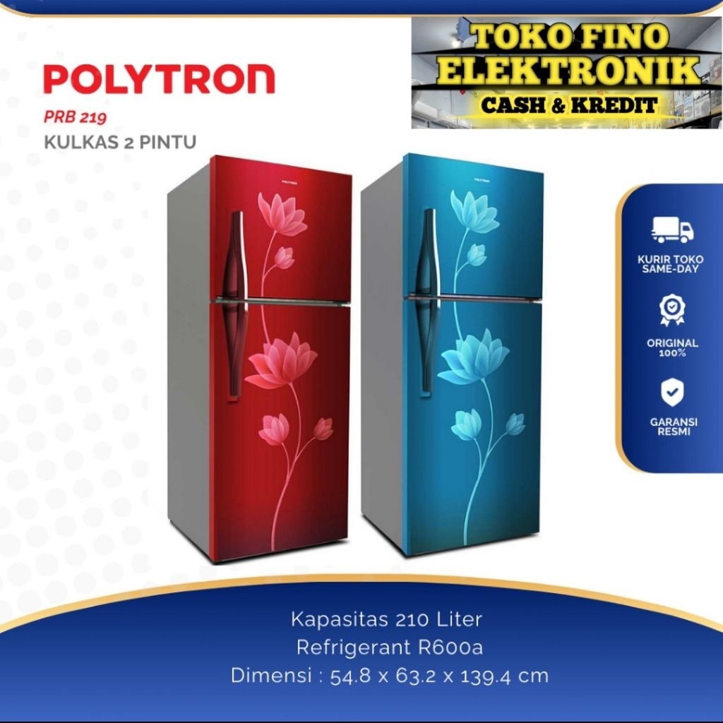 POLYTRON PRB-219 PRB219 KULKAS 2 PINTU