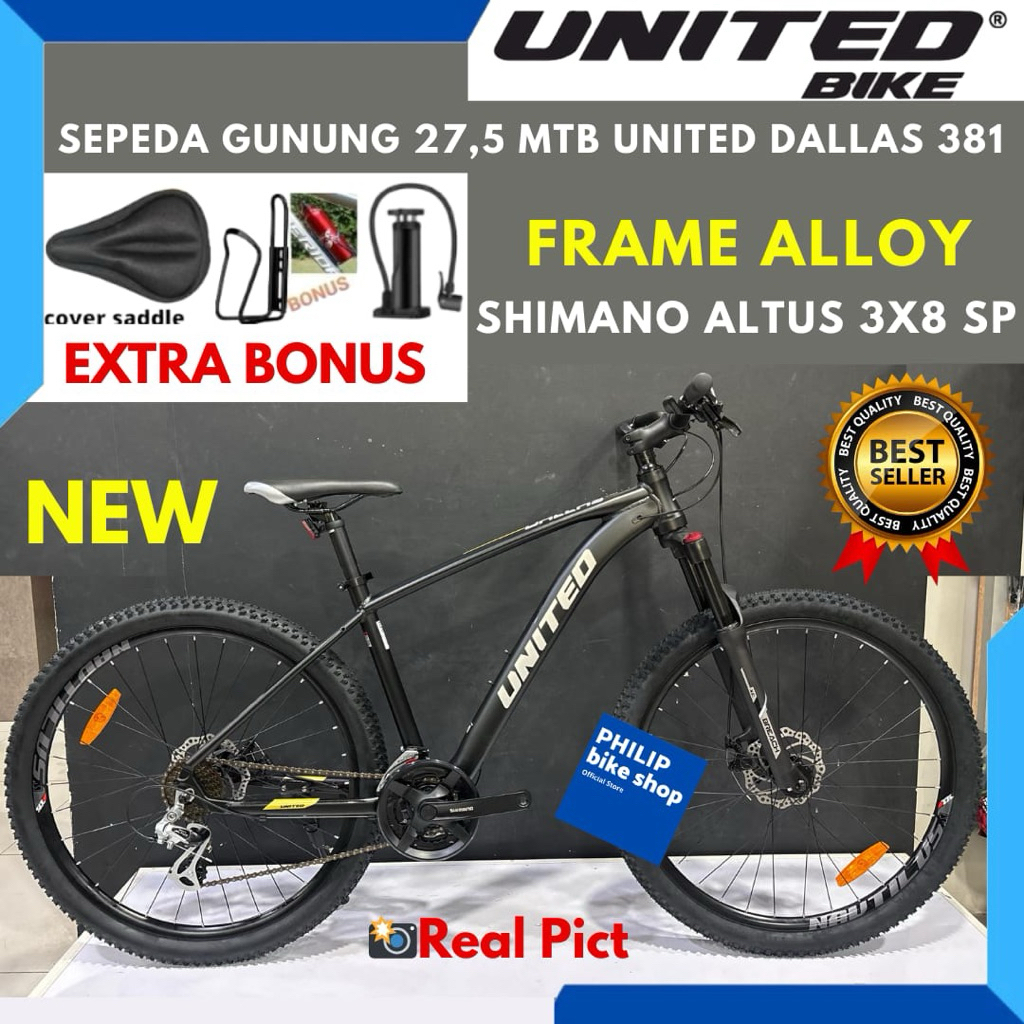 Sepeda Gunung MTB 27,5 United Dallas 381 Frame Alloy Terbaru