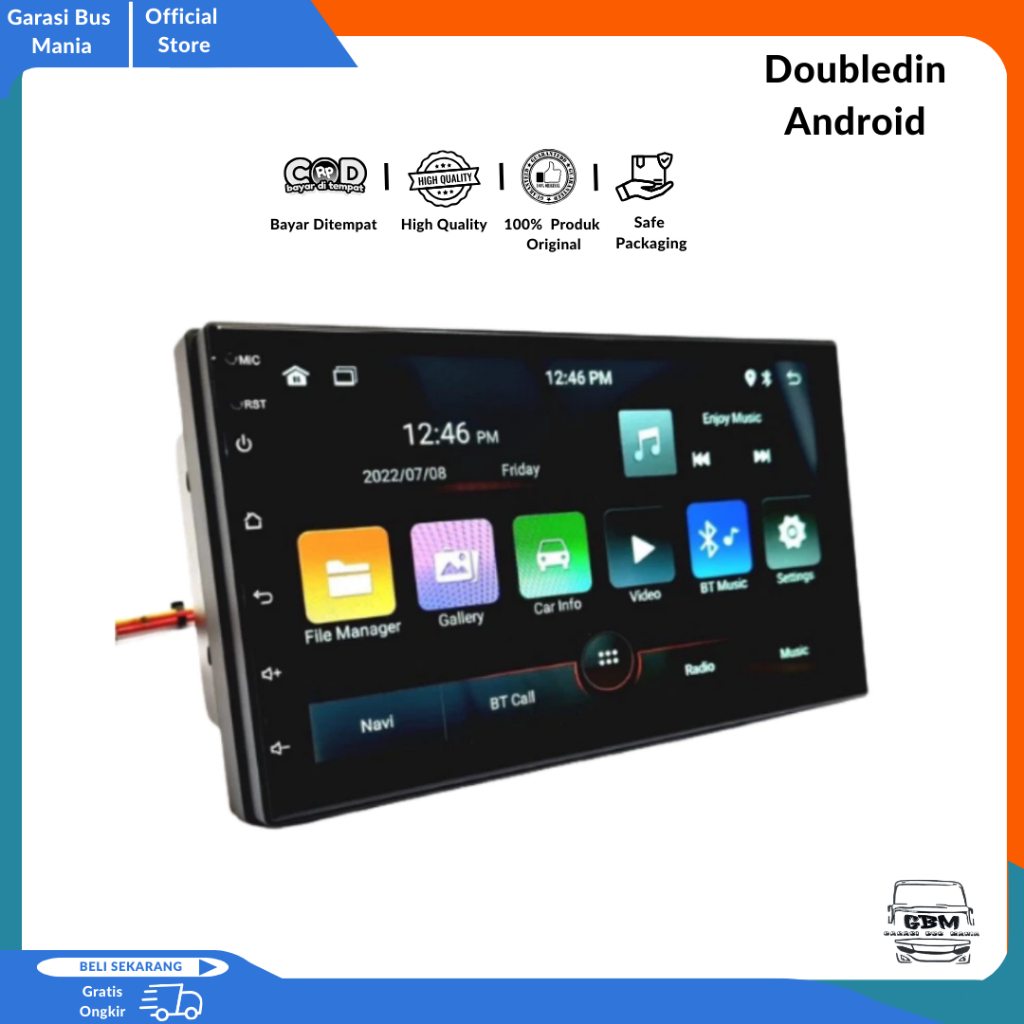 Doubledin Android 7 inch ram 2Ram / 32GB layar Android mobil