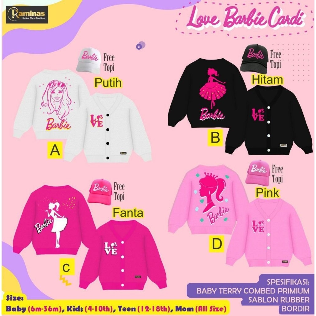 LOVE BARBIE CARDI Feee Topi