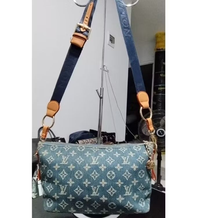 LV Denim Monogram Pochette long shoulder