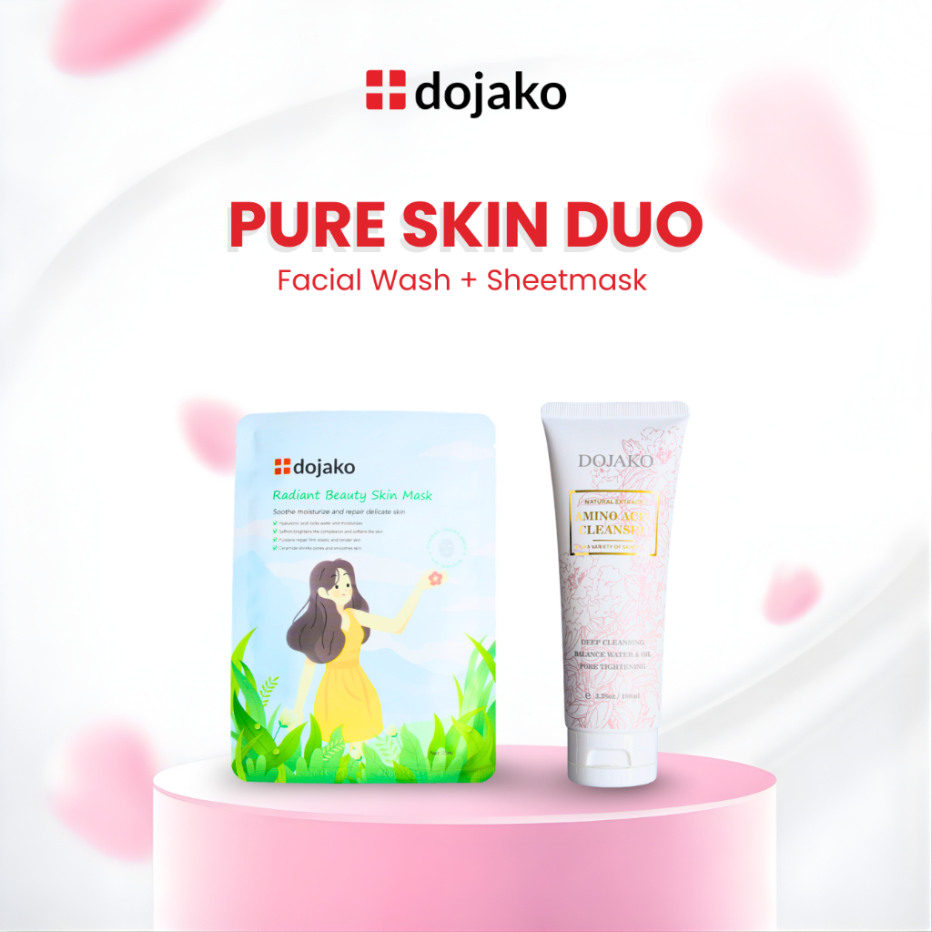 DOJAKO Paket Hemat Duo Facial Foam Plumping Sabun Cuci Wajah Melembapkan Kulit + Free Sheet Mask