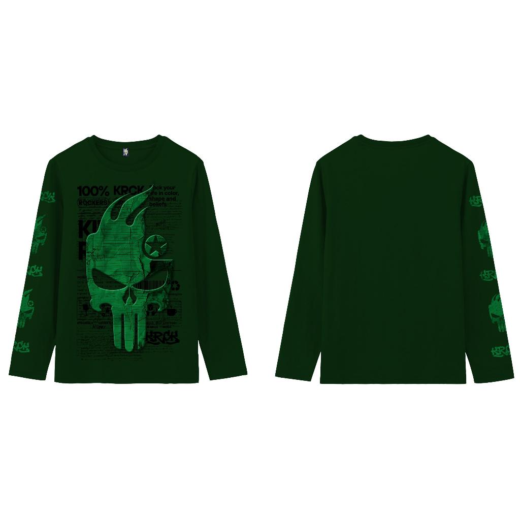 Kiddrock T-Shirt Long Sleeve "ULVER" Dark GREEN/Hijau tua - Cotton Combed 24s M-XXXL