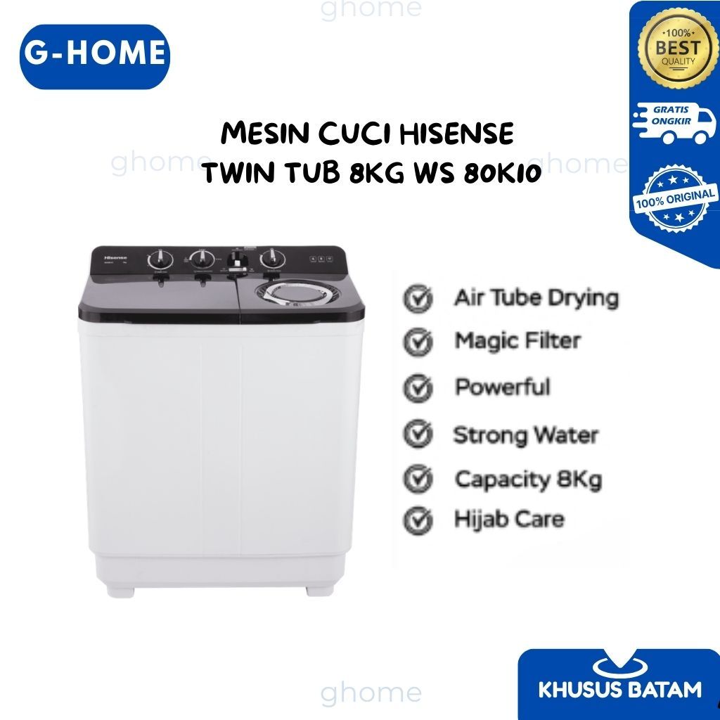 MESIN CUCI HISENSE TWIN TUB 8KG WS 80K10