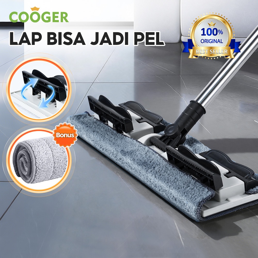 COOGER Alat Pel Lantai Jepit Kain Gagang Panjang Pembersih Kering Dan Basah Bisa Pakai Kain Bekas Se