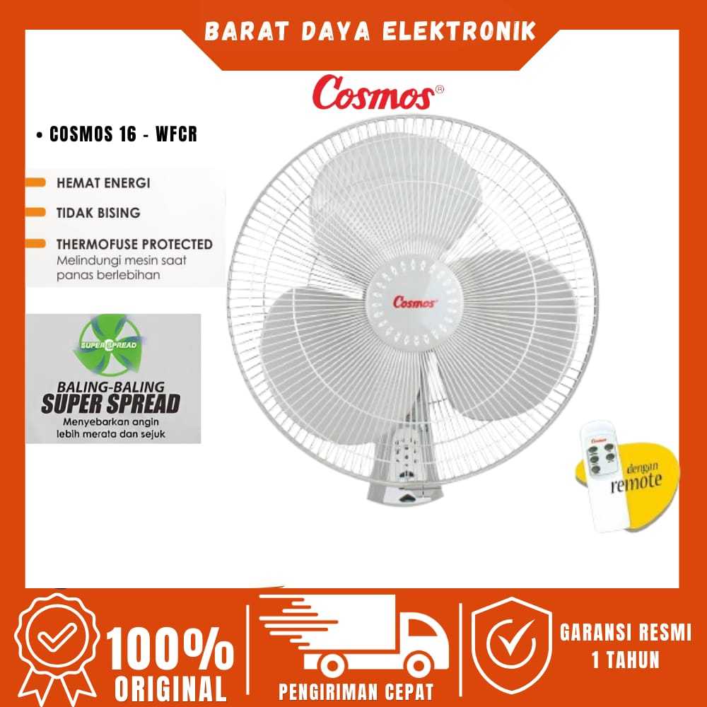 COSMOS Kipas Angin Dinding with Remote 16 WFCR Kipas Tembok Kipas Tempel + Remote