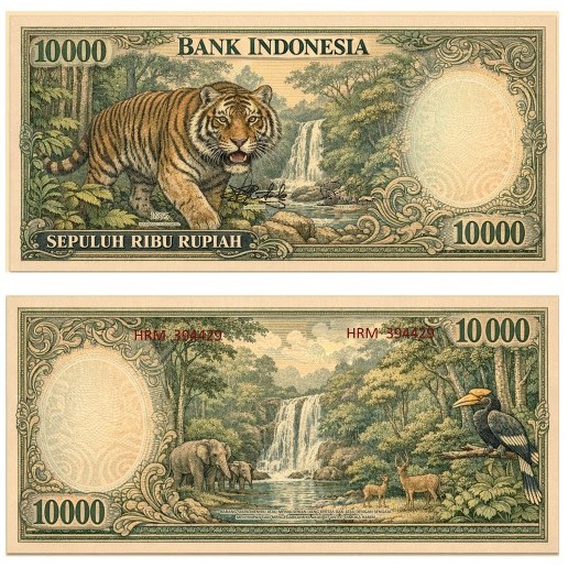 Uang 10000 Rupiah Novelty Harimau Sumatera Tahun 1975