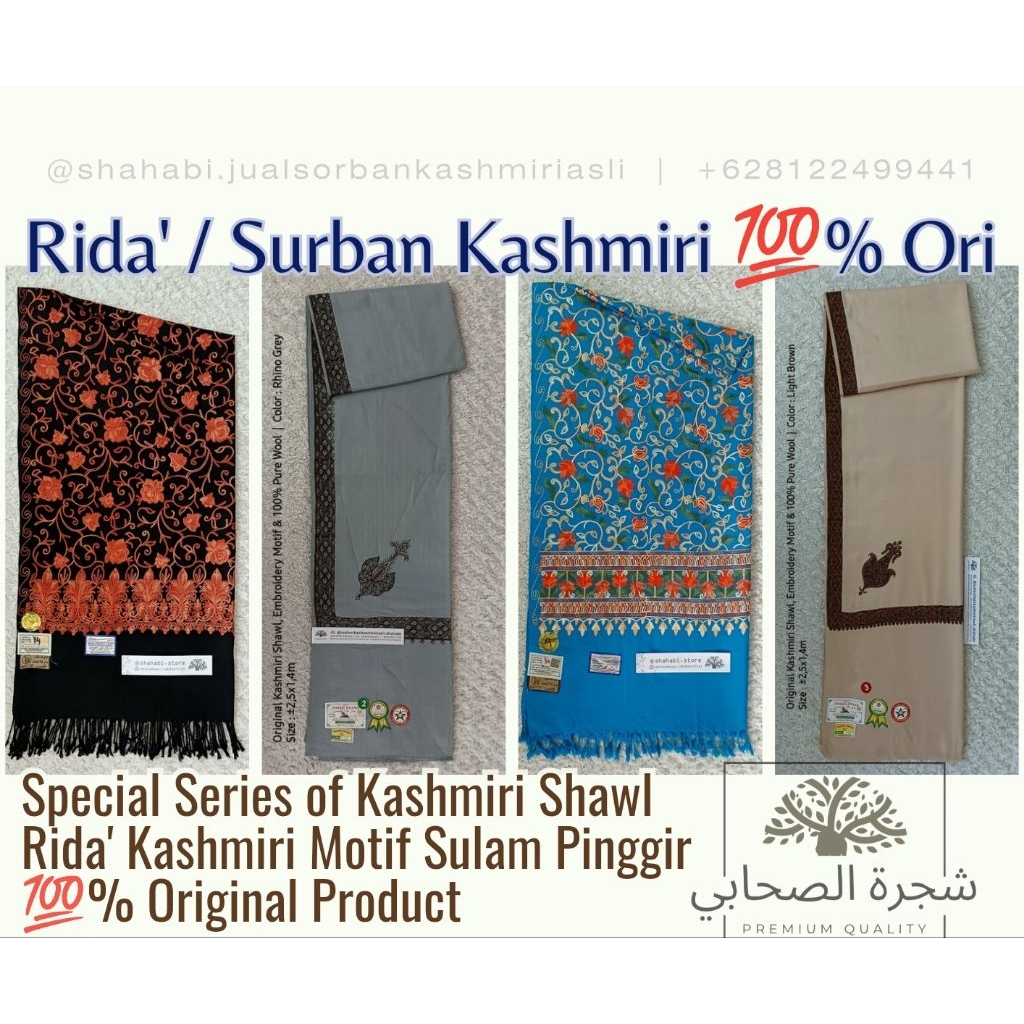 Sorban Kashmiri Habib Sulam Floral Asli / Kashmiri Motif Langka / Sorban Kashmiri Asli