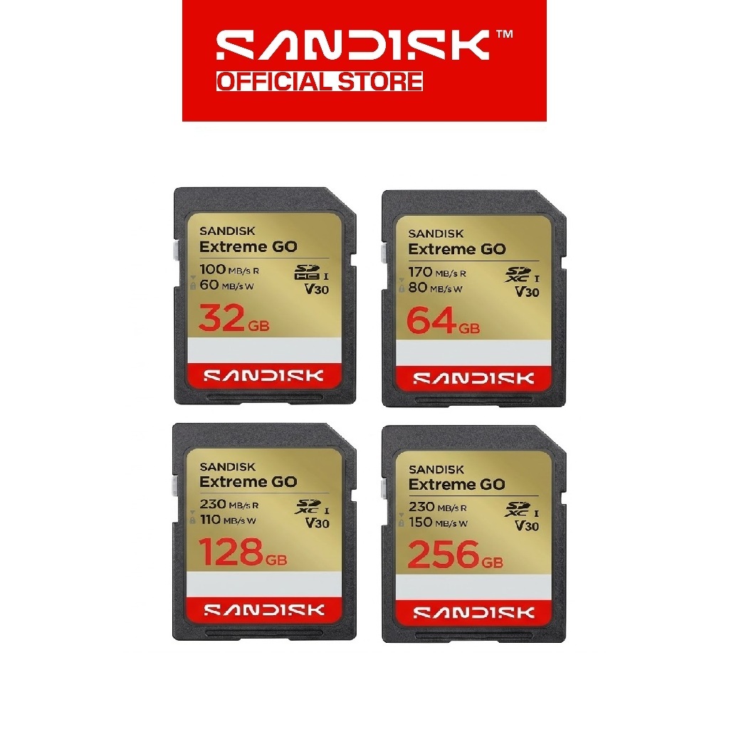 ( NEW ) SANDISK SDXC Extreme GO 32GB / 64GB / 128GB / 256GB UHS-I V30 4K