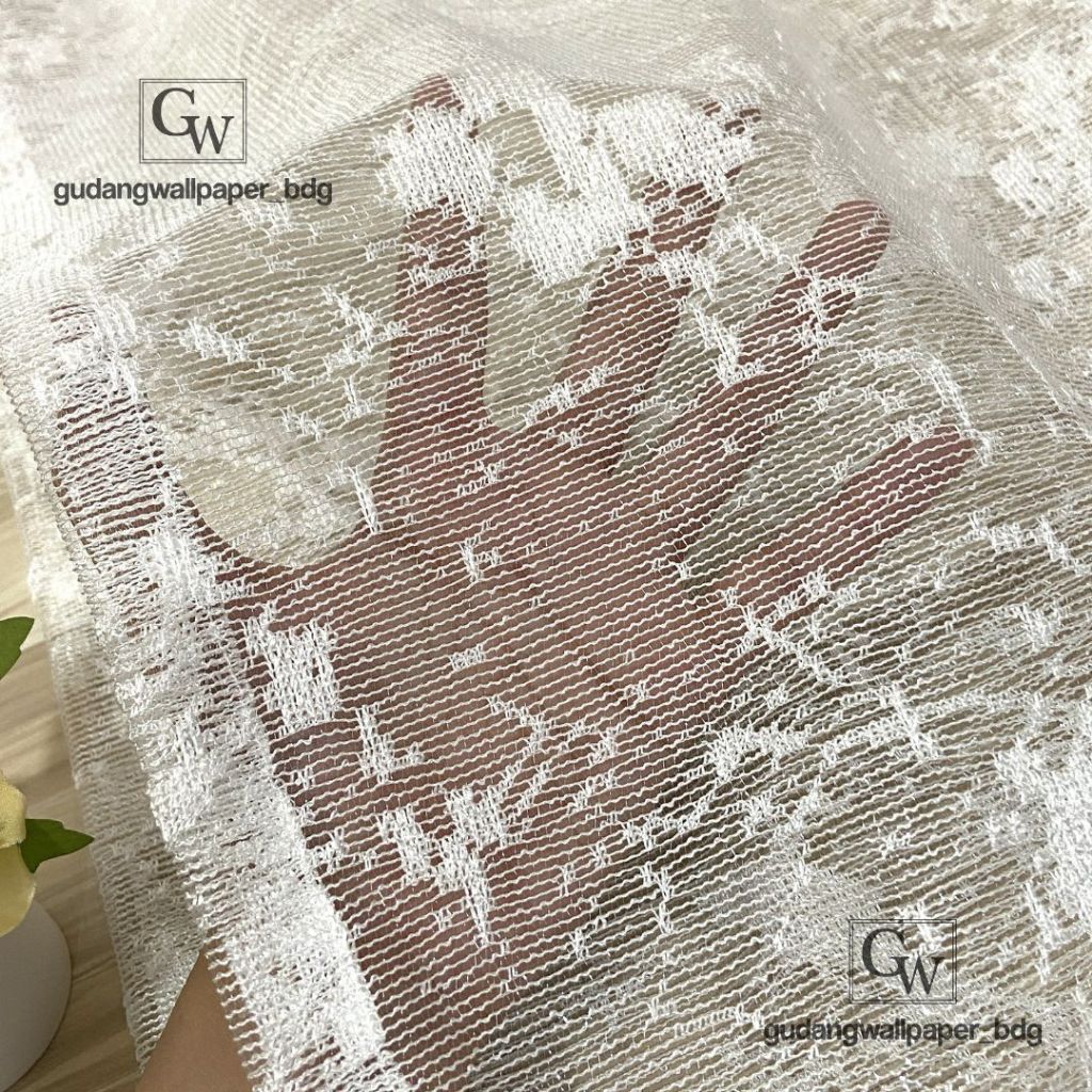 Kain Vitrase Gorden Premium Gisel Motif Abstrak Minimalis White