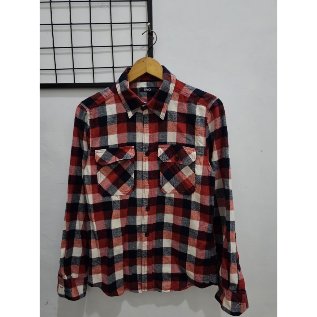 kemeja kotak flanel spao merah