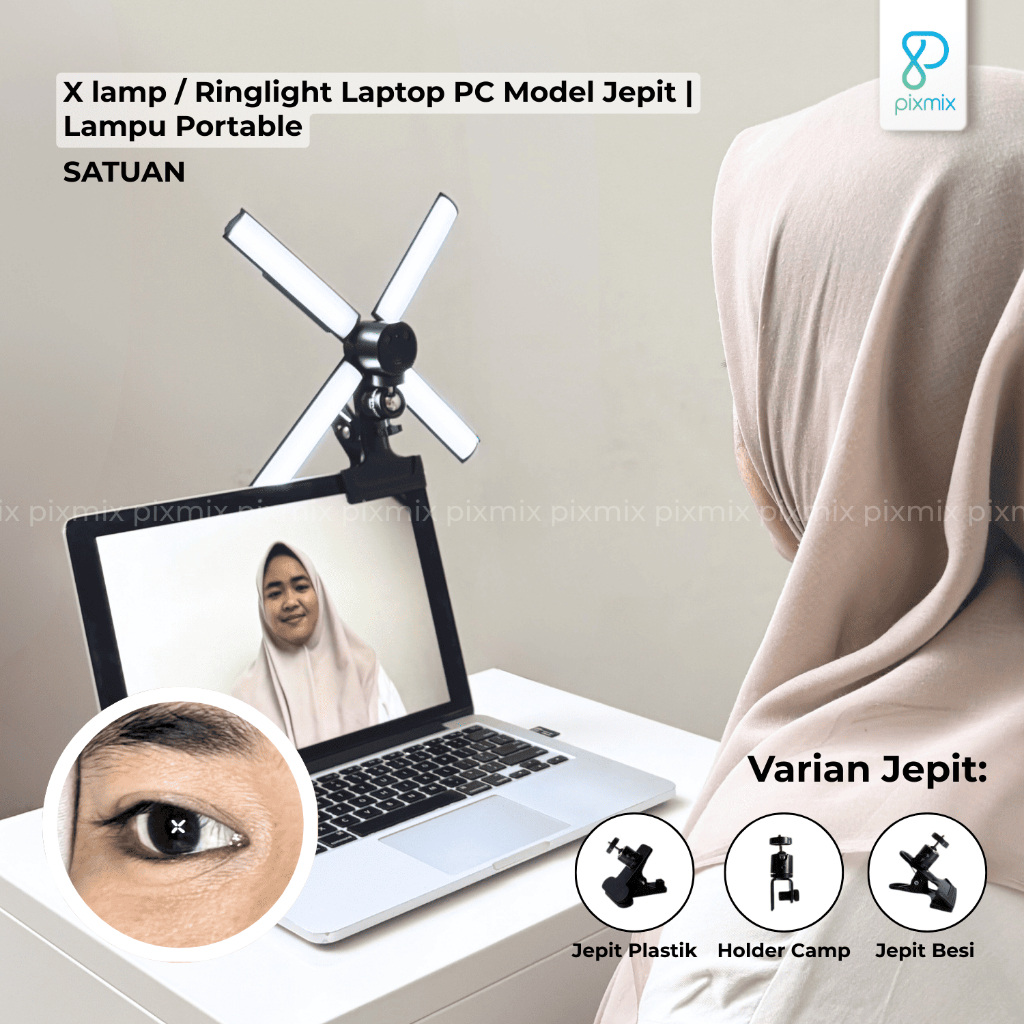 X Lamp / Ring Light Jepit Laptop – Lampu Portable – Starlight LED Live Makeup | Pixmix