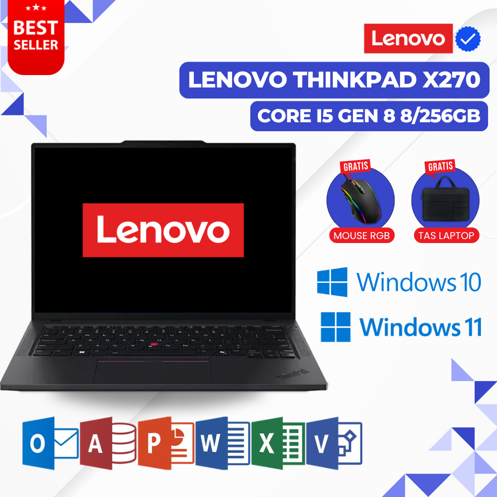Laptop Lenovo Thinkpad X270 Core i5 Gen 8 Ram 8/256GB - Laptop Thinkpad Second Murah