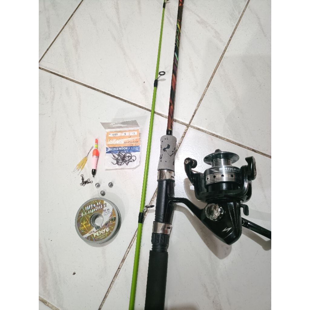 Joran Daido Baby Grouper 150 cm, Reel Rabbit Fire 1000, Senar Penyu 50 m, Mata Pancing Shitaro 1053,