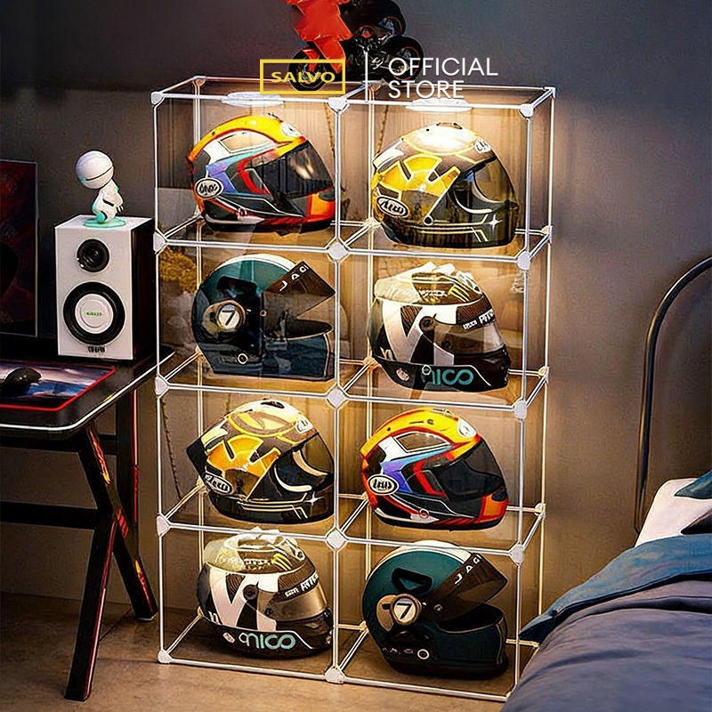 SALVO-RAK HELM /LEMARI HELM PAJANGAN rak/Tempat Helm Rak/Lemari Display Transparan