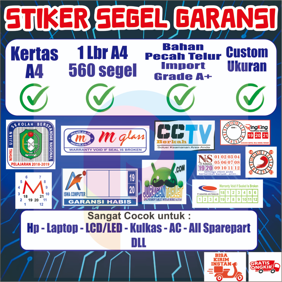 STIKER SEGEL GARANSI PECAH TELOR | Bisa Custom Logo Nama dan Ukuran • Cocok Segel Produk / Elektroni