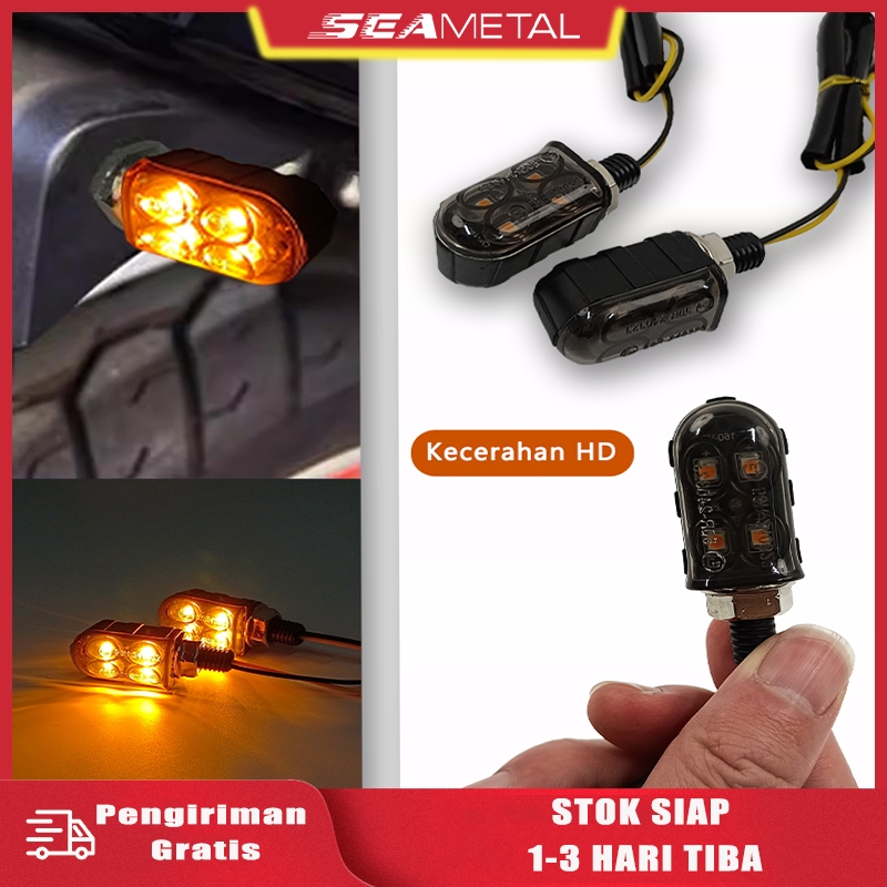 SEAMETAL Lampu Sein Motor LED Super Terang Universal Waterproof Lampu Signal Motor