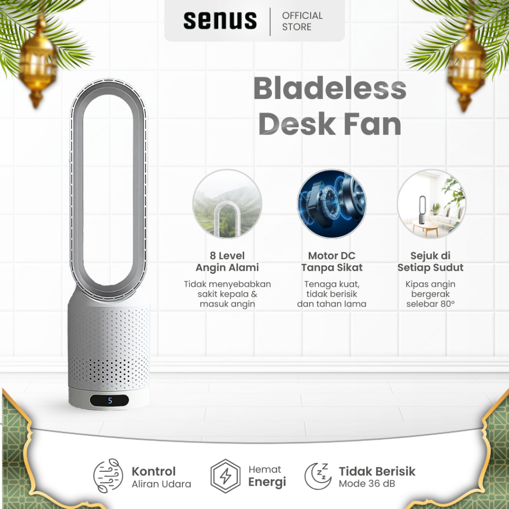 Senus Bladeless Desk Fan Kipas Angin Meja Tanpa Baling