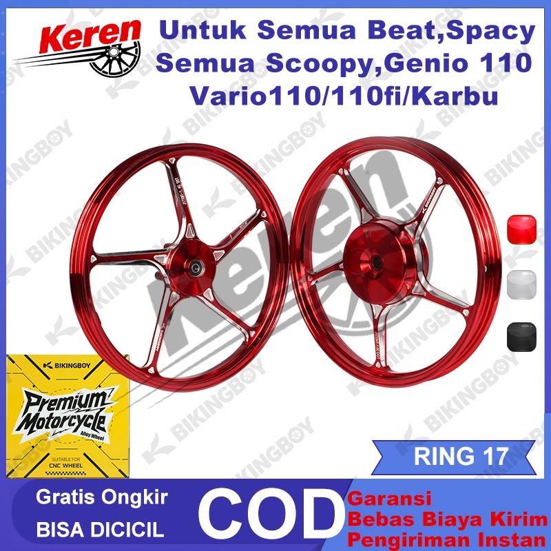 VELG BIKINGBOY RACING CNC VELG Ring17 Ukuran 140/17 & 160/17 Untuk Beat,Scoopy,Genio,Spacy,Vario 110