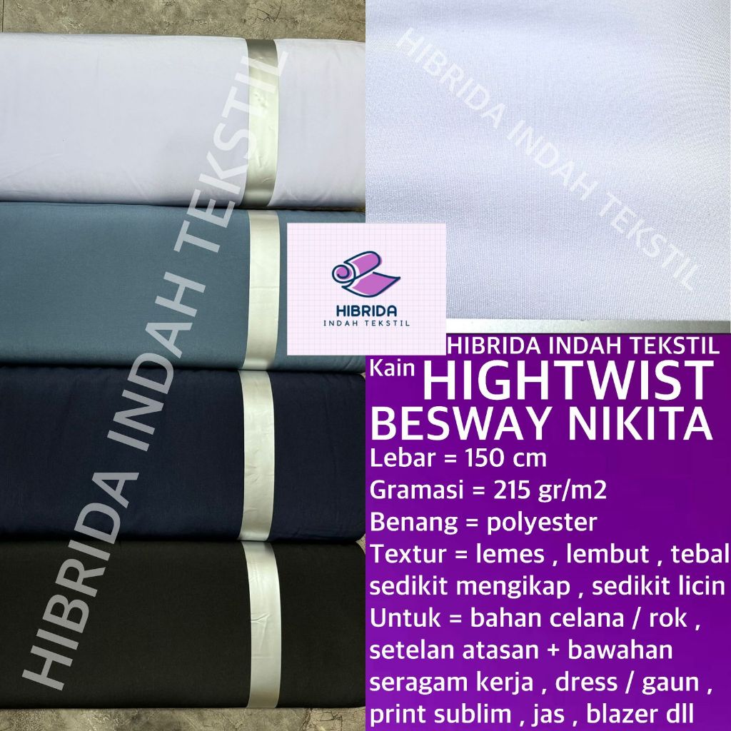 ( per setengah meter ) kain HIGHTWIST BESWAY NIKITA high twist bsy sanwos sunwash polyester lebar 15