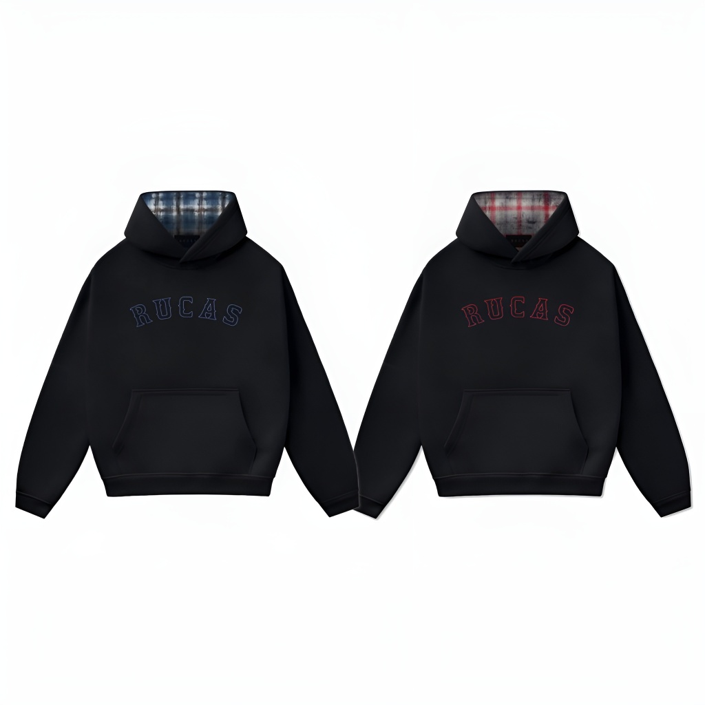 [ORIGINAL] RUCAS Reversible Red Flannel Hoodie - Reversible Blue Flannel Hoodie | Ultra Stitch Black
