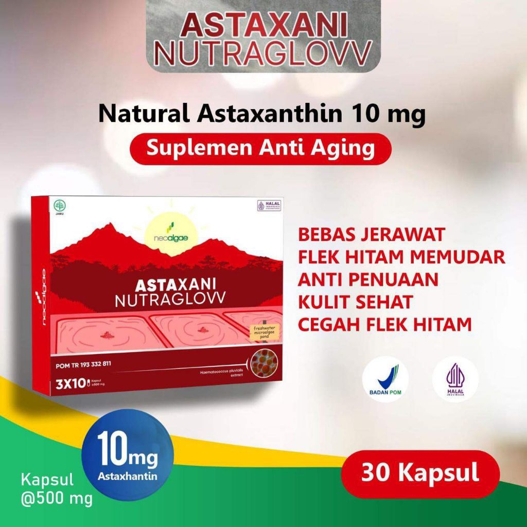 Astaxani Nutraglow Extract Astaxanthin 10 Mg Mencegah Penuaan Dini Nutrisi Kulit Suplemen Kecantikan