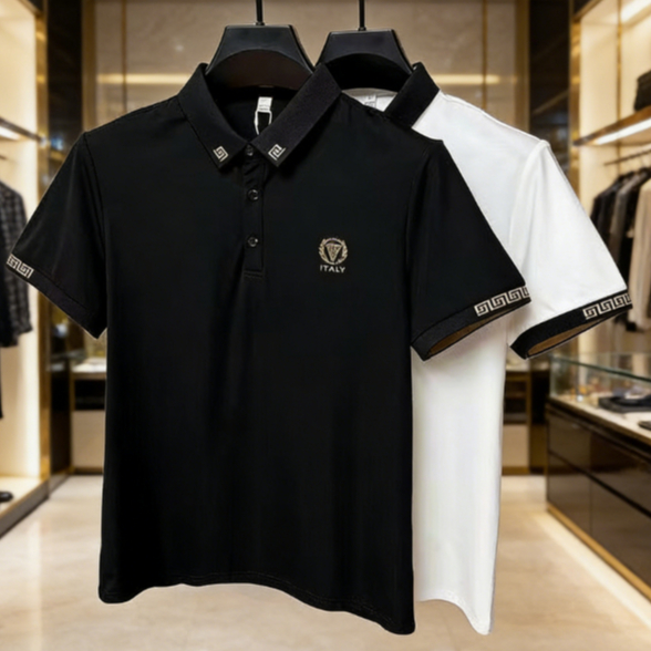 Kaos Polo Shirt Pria Slimfit Motif Polos dengan Bahan Knit Premium