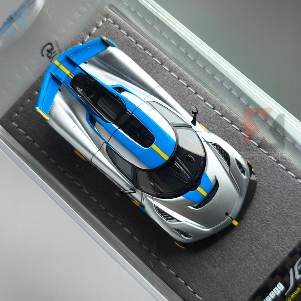 Gryning Model 1:64 Koenigsegg Jesko Attack #7319 Liquid Silver/Sweden RESIN Model Car