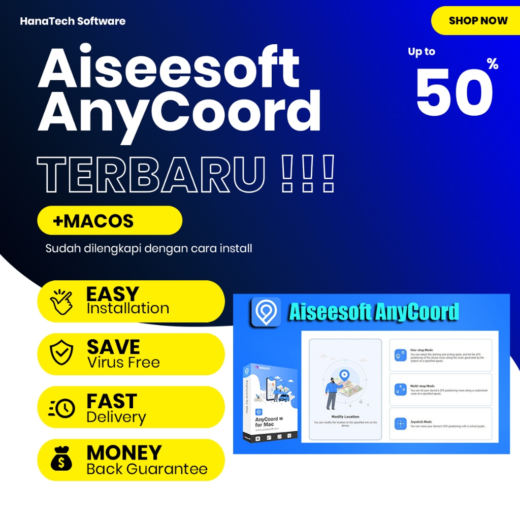 Aiseesoft AnyCoord for MacOS iPhone-GPS Location Changer-Spoofer