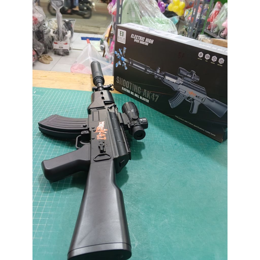 mainan anak elektrik gelball blaster shooting AK47