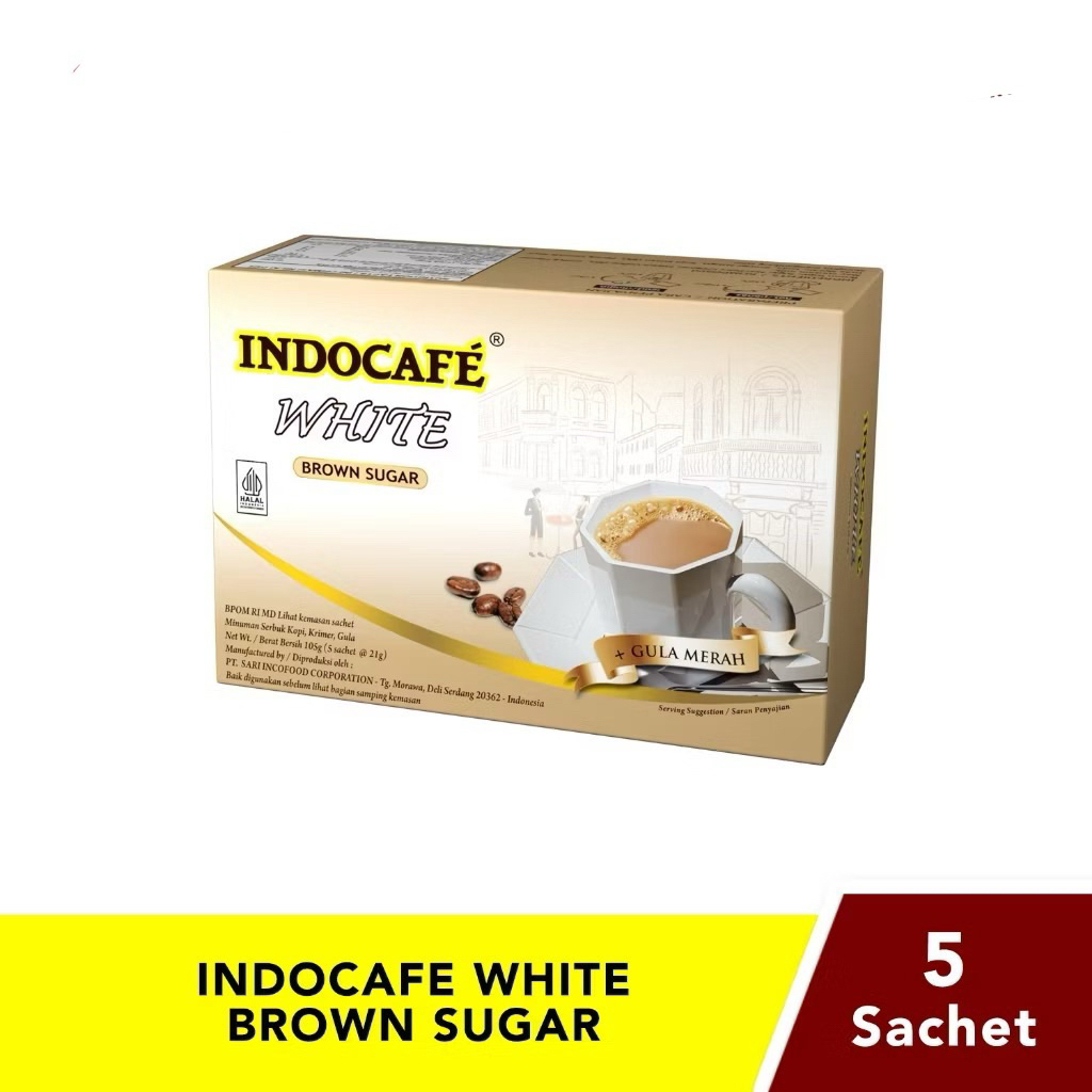 Kopi Indocafe White Brown Sugar Box 5 Sachet