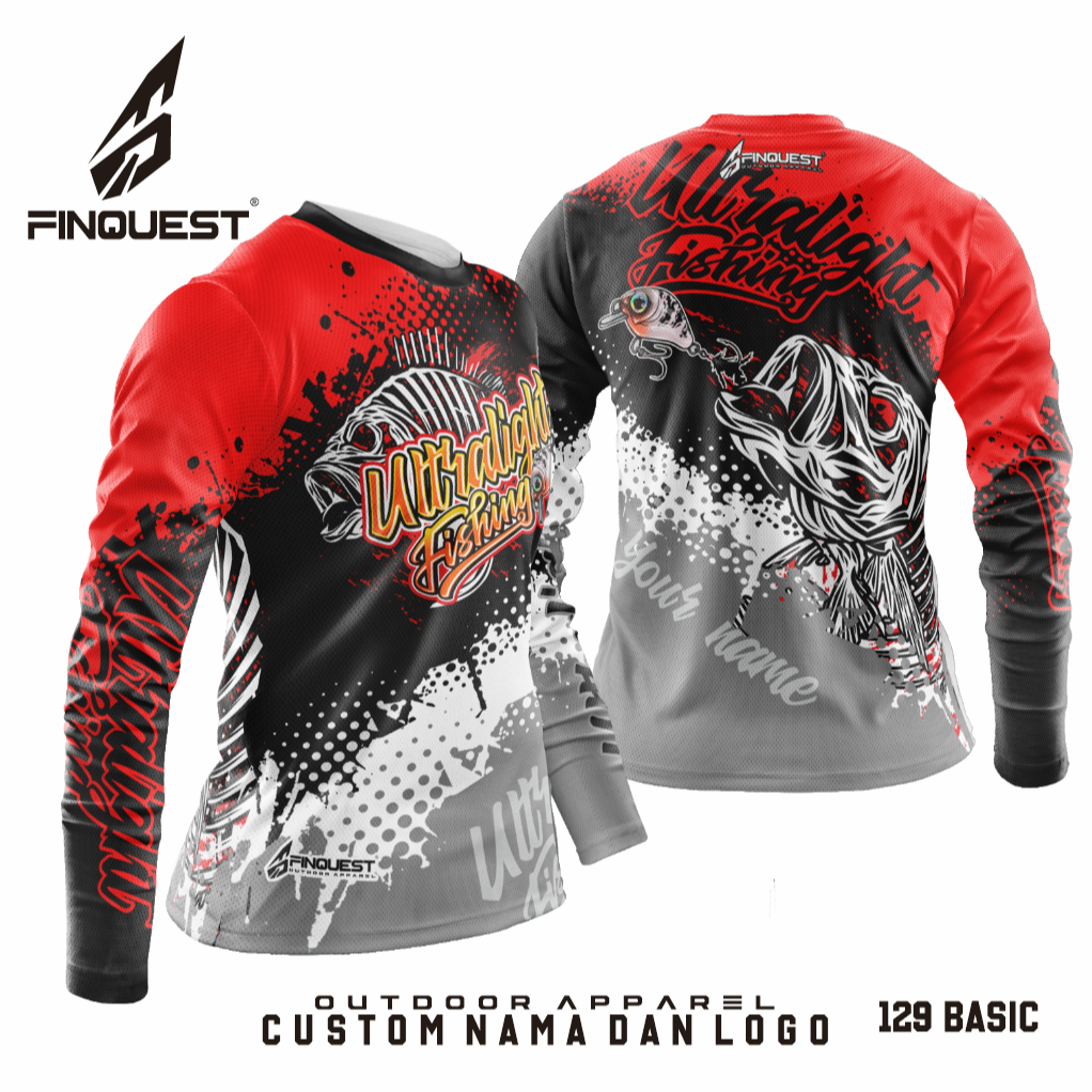 FINQUEST Jersey Mancing Ultralight Fishing bisa custom nama dan logo