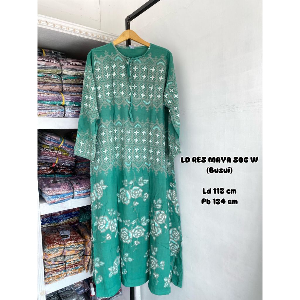 LUZA~ Long Dress Res Maya by Batik Luza| Gamis | Daster Luza
