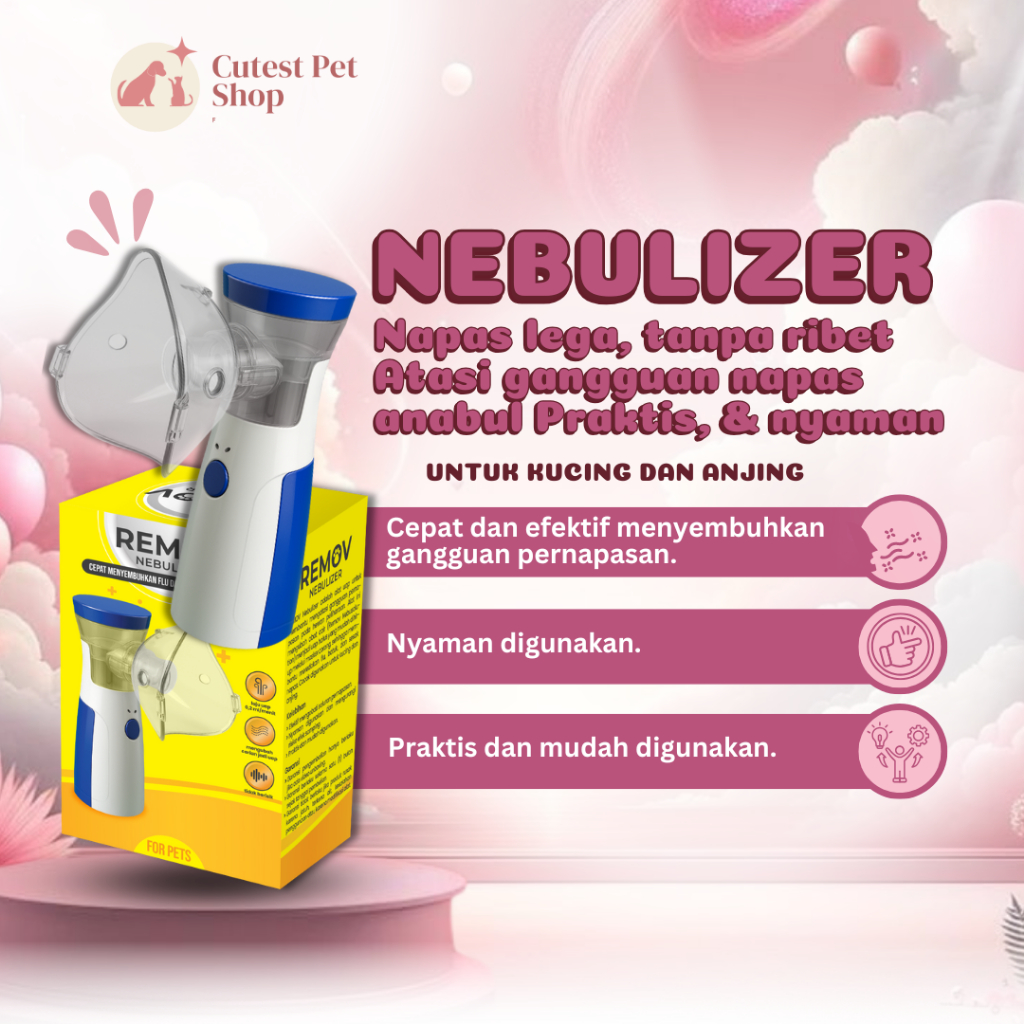 Nebulizer Portable Alat Nebulizer Uap Kucing Anjing Alat Nebu Hewan Peliharaan - REMOV Pet Nebulizer