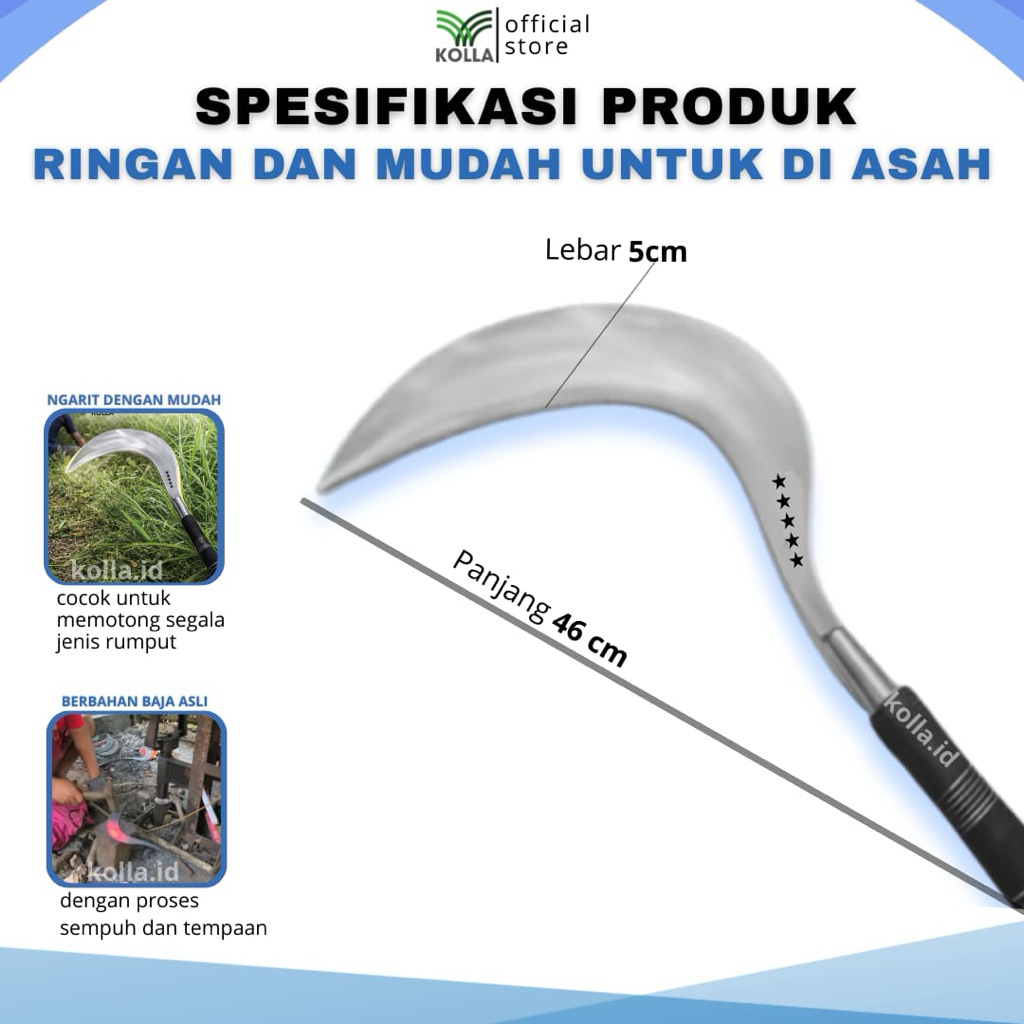 Pemangkas Rumput Sabit Arit Rumput Bintang 5 ukuran sedang 46 cm