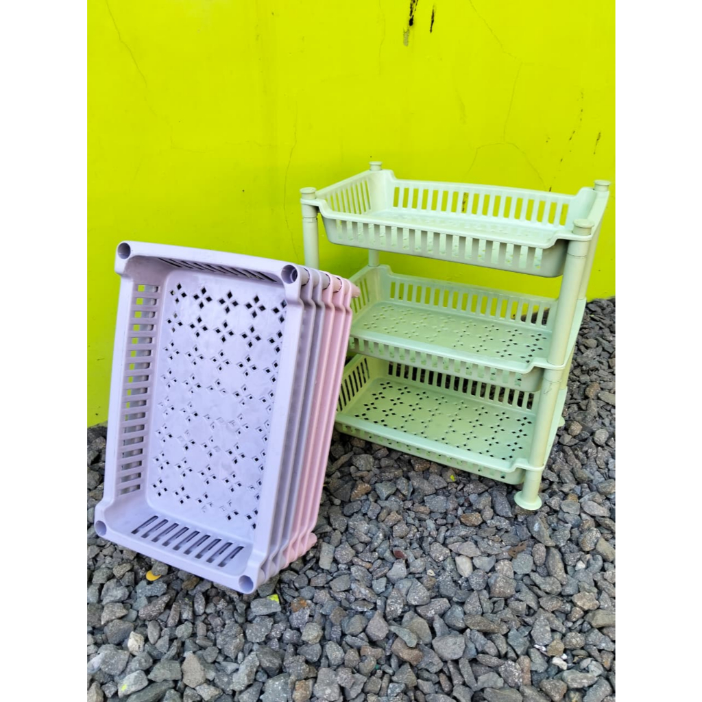 Rak Mini Momoto Susun 3 Plastik Rak Dapur Bumbu Serbaguna Rak Mini Skincare Meja Mini Rak Kamar Mand