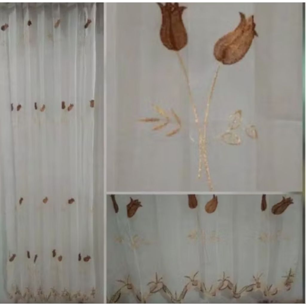 Gorden Kain Sari india Bordir Motif Bunga Matahari dan Tulip uk 100×200cm Termurah