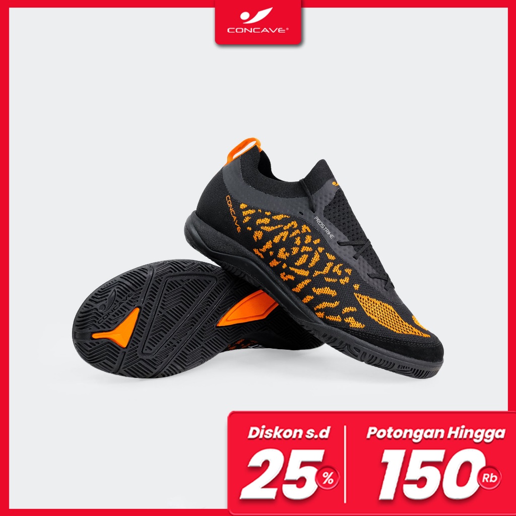 Concave Sepatu Futsal - Volt Black / Orange