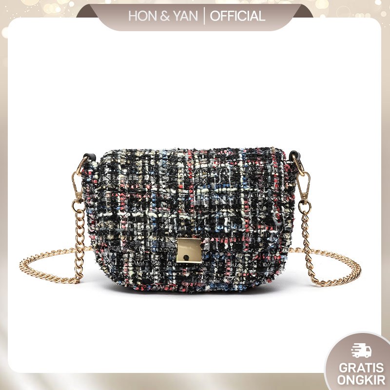 [FREE GIFT] HONYAN Tas Selempang Wanita Wicha Sling Bag Kulit Rajut Kekinian Tas Fashion Wanita