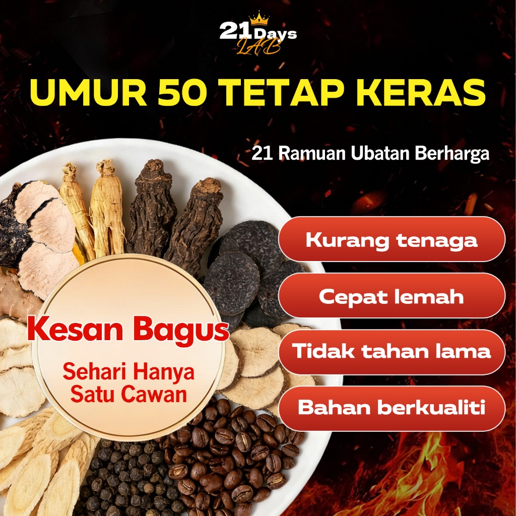 Original 21Days Man Coffee - Ginseng Coffee Stamina for Adult Men, Strong and Long Lasting Without S