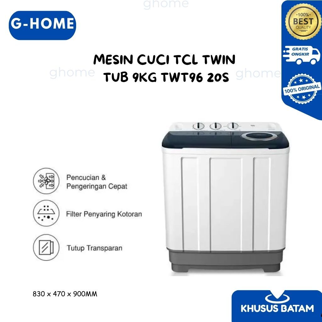 MESIN CUCI TCL TWIN TUB 9KG TWT96 20S