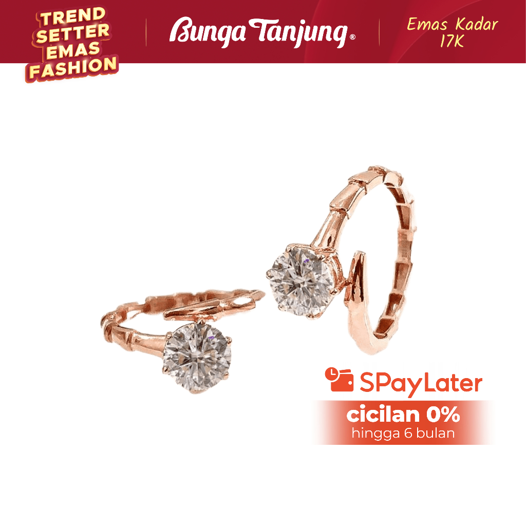 CINCIN TUNANGAN SOLITAIRE SERPENT - EMAS 17K - BUNGA TANJUNG GOLD