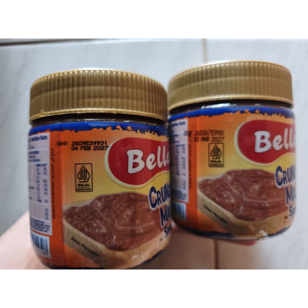 Selai coklat Bella crunchy Malt spread