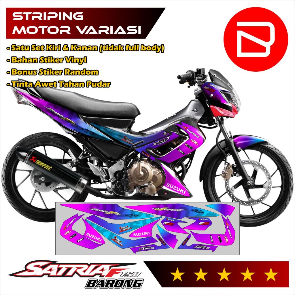 Striping Satria FU Barong Keren - Striping FU Barong GAGAH - Set Stiker Motor Kece Variasi Gradasi